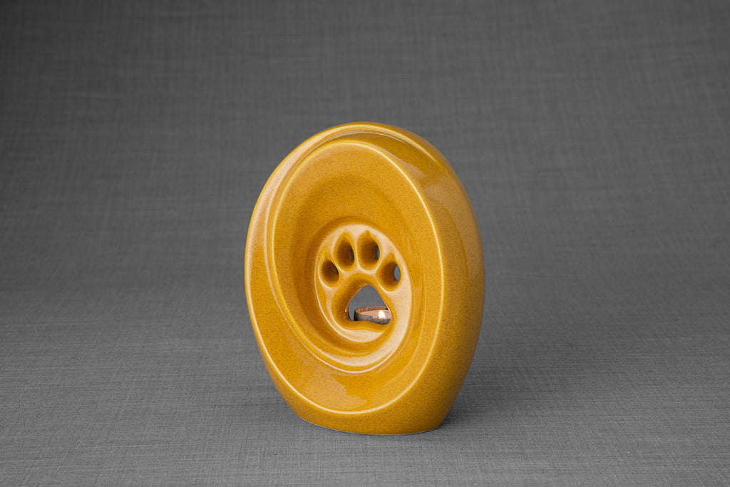 Paw Urna per Ceneri Animali - Giallo Ambra | Ceramica | Artigianale