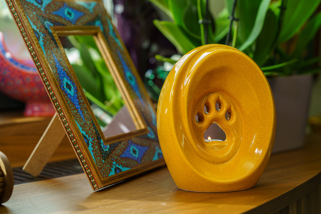 Paw Urna per Ceneri Animali - Giallo Ambra | Ceramica | Artigianale