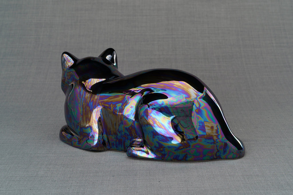 Urna Cremazione per Ceneri Gatti - Nero Arcobaleno | Ceramica | Artigianale