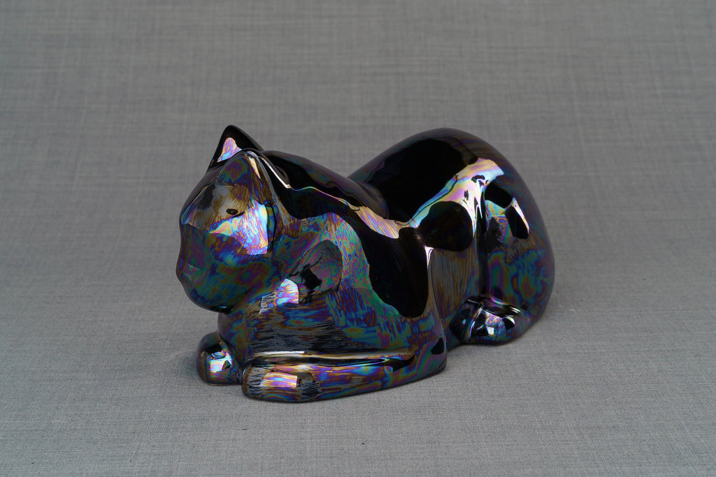 Urna Cremazione per Ceneri Gatti - Nero Arcobaleno | Ceramica | Artigianale