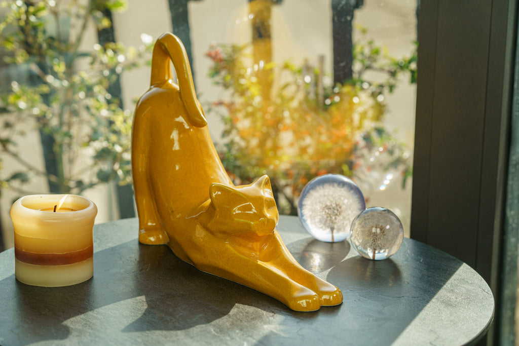 Urna Cremazione per Ceneri Gatti "Grace" - Giallo Ambra | Ceramica